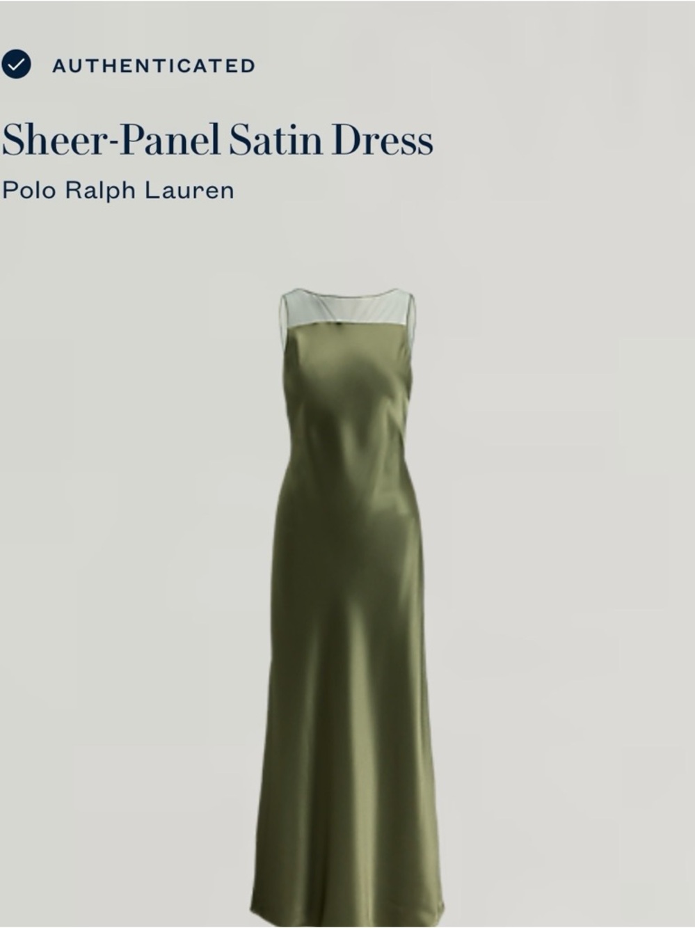 Polo by Ralph Lauren Olive Green Sheer-Panel Satin Maxi Dress